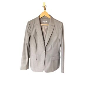 Calvin Klein Pinstripe Blazer Vest Set Women Size 12 Gray Professional